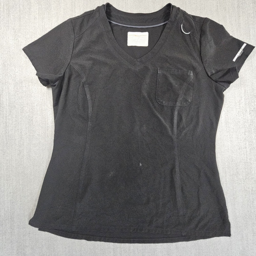 Sketchers Womens Black Top Short Sleeve‎ V-nech Sz Medium